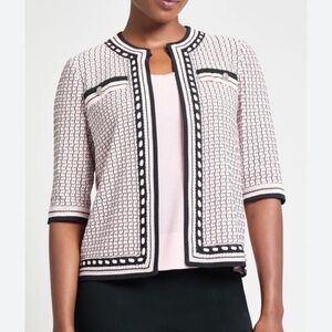 Ming Wang Pink BlackTextured Jacket Old Money Librarian Chic Business Casual